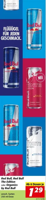 Nah&Frisch Red Bull, Red Bull The Edition oder Organics by Red Bull 250 ml Angebot