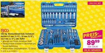 192-tlg. Steckschlüssel-Satz Sechskant Antrieb 6,3 mm (1/4"), 10 mm (3/8"), 12,5 mm (1/2"), inkl. Koffer