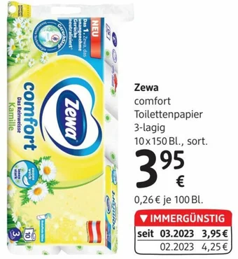 dm Zewa comfort Toilettenpapier 3-lagig Angebot