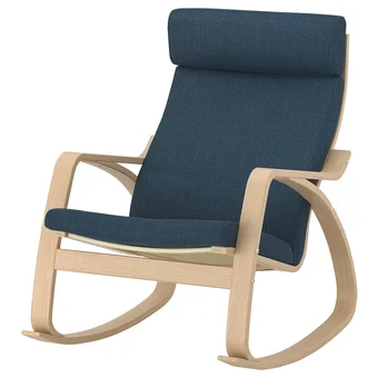 IKEA Poäng schaukelstuhl, eichenfurnier weiß lasiert/hillared dunkelblau Angebot