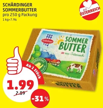 PENNY SCHÄRDINGER SOMMERBUTTER pro 250 g Packung Angebot