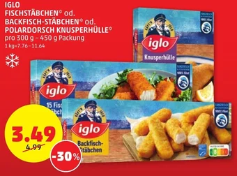 PENNY IGLO FISCHSTÄBCHEN* od. BACKFISCH-STÄBCHEN* od. POLARDORSCH KNUSPERHÜLLE* pro 300 g - 450 g Packung Angebot