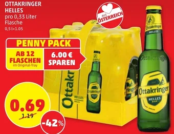 PENNY OTTAKRINGER HELLES pro 0,33 Liter Flasche Angebot