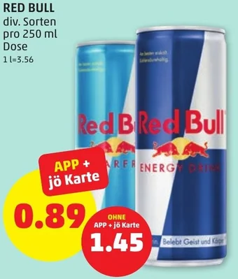 PENNY RED BULL div. Sorten pro 250 ml Dose Angebot