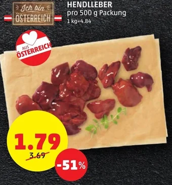 PENNY HENDLLEBER pro 500 g Packung Angebot