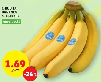 PENNY CHIQUITA BANANEN Kl. I, pro Kilo Angebot