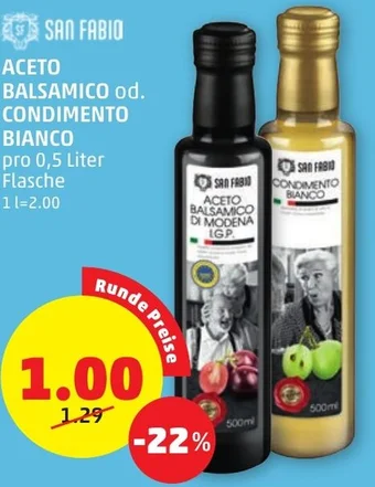 PENNY ACETO BALSAMICO od. CONDIMENTO BIANCO pro 0,5 Liter Flasche Angebot