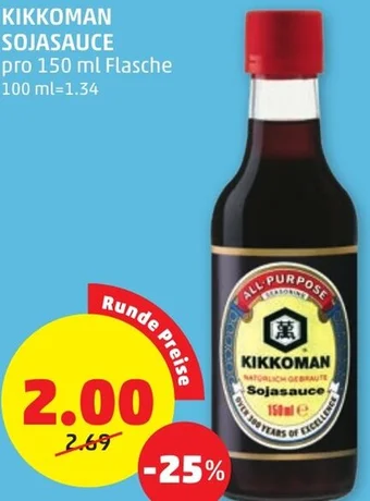 PENNY KIKKOMAN SOJASAUCE pro 150 ml Flasche Angebot