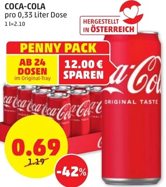 PENNY COCA-COLA pro 0,33 Liter Dose Angebot