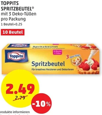 PENNY TOPPITS SPRITZBEUTEL mit 3 Deko-Tüllen pro Packung Angebot
