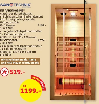 PENNY SANOTECHNIK INFRAROTKABINE Angebot