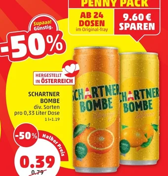 PENNY SCHARTNER BOMBE div. Sorten pro 0,33 Liter Dose Angebot