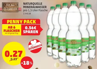 PENNY NATURQUELLE MINERALWASSER pro 1,5 Liter Flasche Angebot