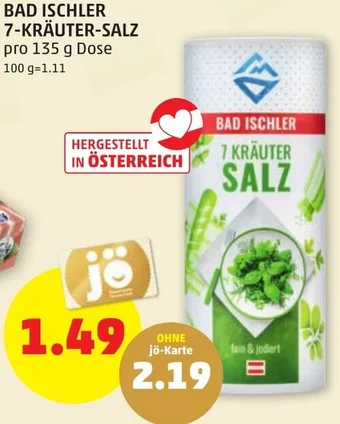 PENNY BAD ISCHLER 7-KRÄUTER-SALZ pro 135 g Dose Angebot