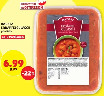 PENNY RADATZ ERDÄPFELGULASCH pro Kilo Angebot