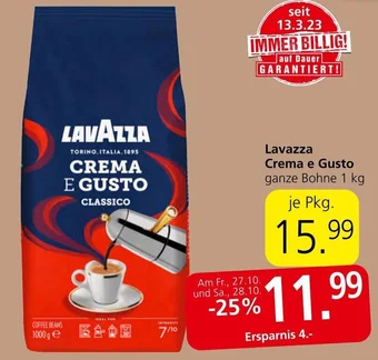 Spar Lavazza Crema e Gusto ganze Bohne 1 kg Angebot