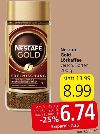 Spar Nescafé Gold Löskaffee versch. Sorten, 200 g Angebot