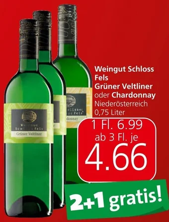 Spar Weingut Schloss Fels Grüner Veltliner oder Chardonnay 0,75 Liter Angebot
