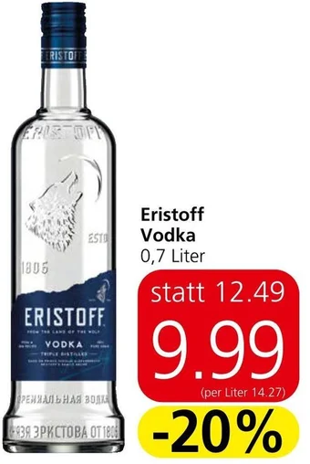 Spar Eristoff Vodka 0,7 Liter Angebot