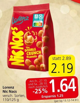 Spar Lorenz Nic Nacs versch. Sorten, 110/125 g Angebot