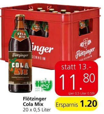 Spar Flötzinger Cola Mix 20 x 0,5 Liter Angebot