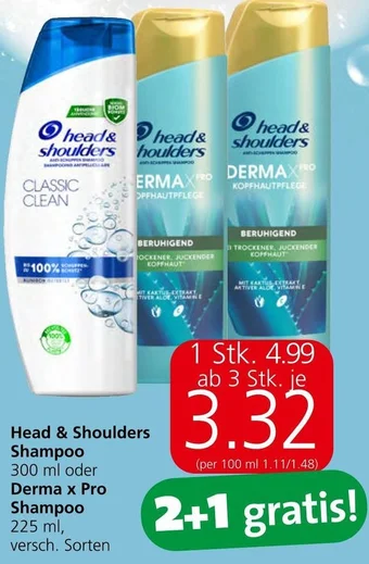 Spar Head & Shoulders Shampoo 300 ml oder Derma x Pro Shampoo 225 ml Angebot