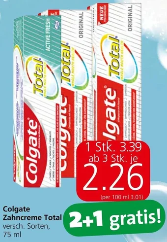 Spar Colgate Zahncreme Total versch. Sorten, 75 ml Angebot