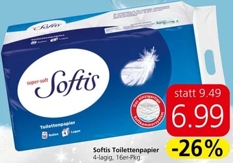 Spar Softis Toilettenpapier 4-lagig, 16er-Pkg. Angebot