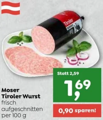 ADEG Moser Tiroler Wurst frisch aufgeschnitten per 100 g Angebot