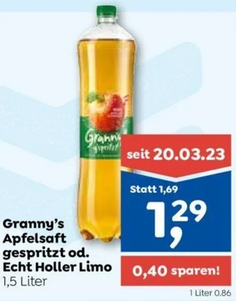 ADEG Granny's Apfelsaft gespritzt od. Echt Holler Limo 1,5 Liter Angebot