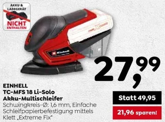 ADEG EINHELL TC-MFS 18 Li-Solo Akku-Multischleifer Angebot
