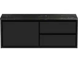 Hornbach Waschbeckenunterschrank sanox loft 47x121x46 cm mit waschtischplatte 3 schubladen und doppelauszug rechts schwarz matt/kunsts Angebot