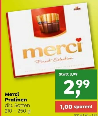 ADEG Merci Pralinen div. Sorten 210 - 250 g Angebot