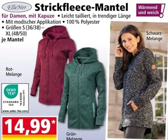 Norma Elle Nor Strickfleece-Mantel für Damen, mit Kapuze Angebot