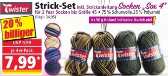 Norma Twister Strick-Set inkl. Strickanleitung Socken Sox 4 Angebot