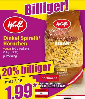 Norma Wolf Dinkel Spirelli/ Hörnchen Angebot