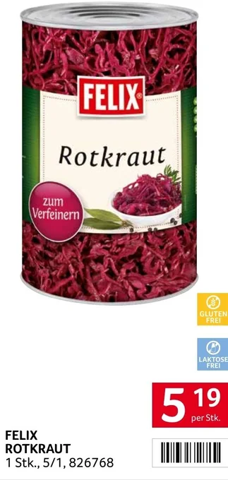 Transgourmet FELIX Rotkraut per Stk. Angebot