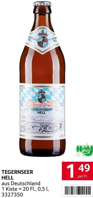 Transgourmet TEGERNSEER HELL per FI. Angebot