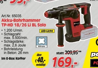 Zgonc Einhell Akku-Bohrhammer TP-HD 18/26 Li BL Solo Angebot