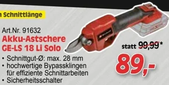 Zgonc Einhell Akku-Astschere GE-LS 18 Li Solo Angebot