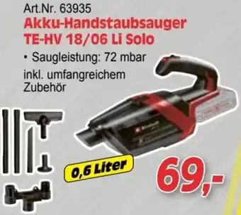 Zgonc Einhell Akku-Handstaubsauger TE-HV 18/06 Li Solo Angebot