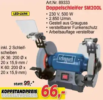 Zgonc Scheppach Doppelschleifer SM200L Angebot