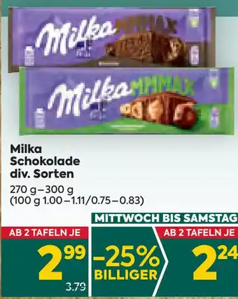 Billa Milka Schokolade div. Sorten 270 g- 300 g Angebot