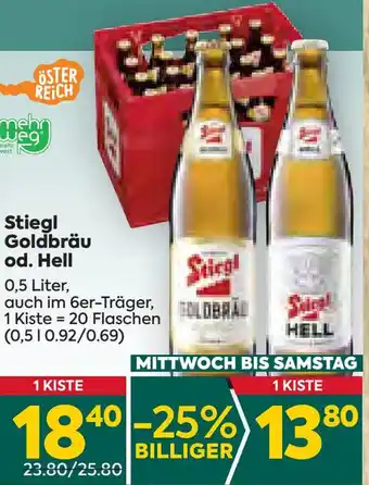 Billa Stiegl Goldbräu od. Hell 0,5 Liter, Angebot