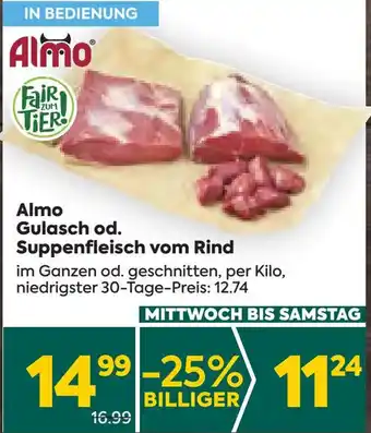 Billa Almo Gulasch od. Suppenfleisch vom Rind Angebot
