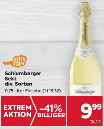 Billa Schlumberger Sekt div. Sorten 0,75 Liter Flasche Angebot