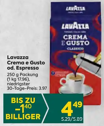 Billa Lavazza Crema e Gusto od. Espresso 250 g Packung Angebot