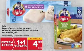 Billa iglo Polar-Dorsch natur, paniert, Müllerin, Serbische Art od. Scholle div. Sorten, MSC Angebot