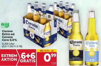 Billa Corona Extra od. Corona Cero 0,0% 0,355 Liter Angebot