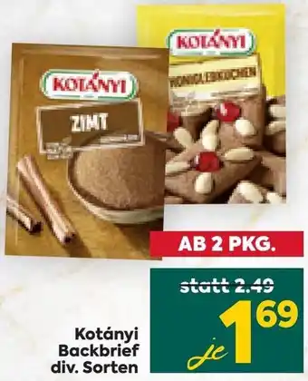 Billa Kotányi Backbrief div. Sorten Angebot